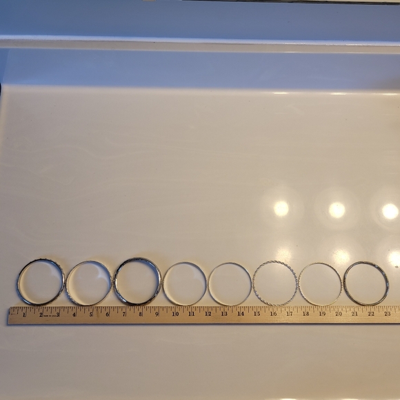 Silver-tone & Rhinestones Bangle Bracelet Bundle (8 Bangle Bracelet Bundle) - Picture 7 of 16